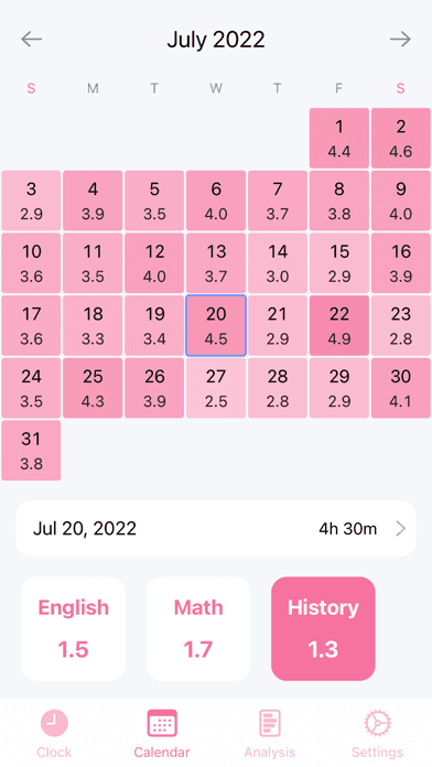Study Tracker 的学习日历，App Store 英文截图